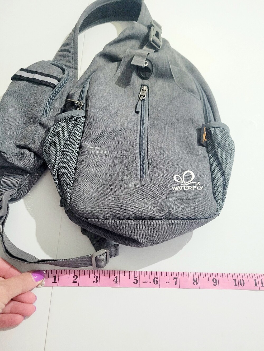 Waterfly Sling Backpack Crossbody Chest Bag Gray Travel Hiking Daypack Unisex - Picture 9 of 12